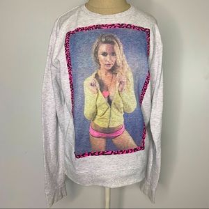 Y2K bikini girl print pullover sweater Medium